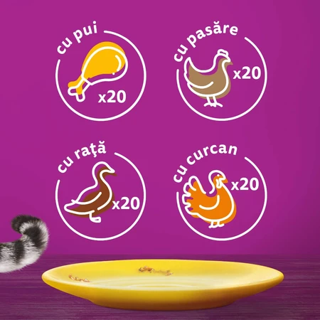 WHISKAS 1+ Poultry Feasts Selections, gevogelte, nat kattenvoer in zakjes (in aspic), multipack, 85 g x 80