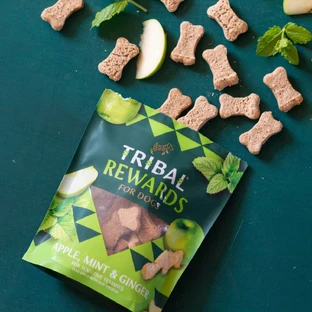 TRIBAL Rewards, XS-XL, manzana y menta, golosinas funcionales para perros, salud digestiva, 125 g