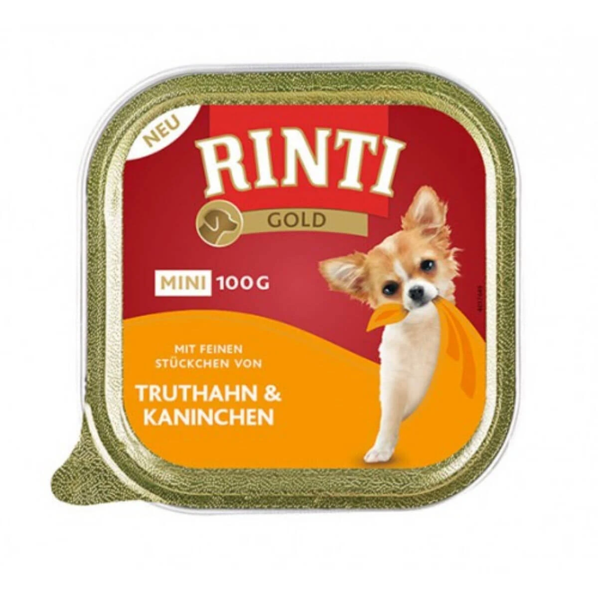 RINTI Gold, XS-S, Truthahn und Kaninchen, getreidefreies Hundefutter in Dosen (Pastete), 100 g