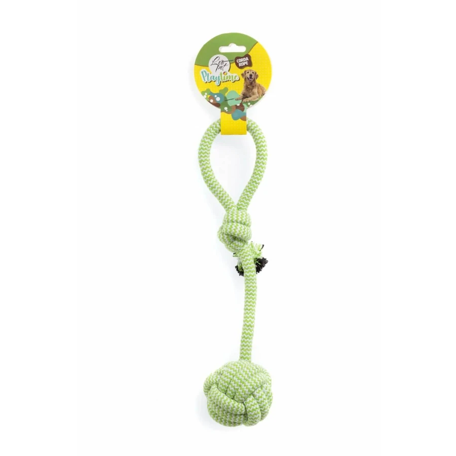 LEOPET, touwspeeltje voor honden, S-L, stof, lichaamsbeweging, groen en wit, 35,5 cm