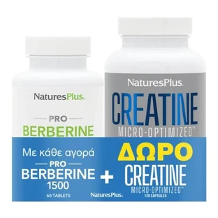 NATURES PLUS Pro Berberine 1500 mg, 60 comprimate și cadou Creatine Micro-Optimized, 120 capsule