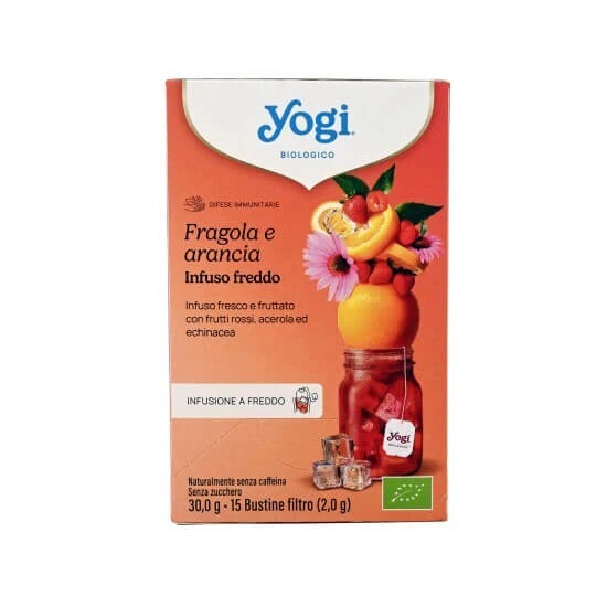 YOGI TEA Bio-Cold-Brew-Tee mit Erdbeer- und Orangengeschmack, 15 x 2 g