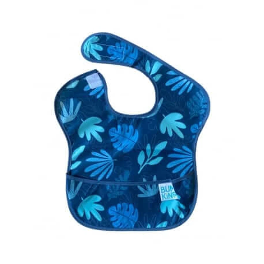 Bumkins | Babero impermeable con bolsillo, azul tropical | 1 unidad