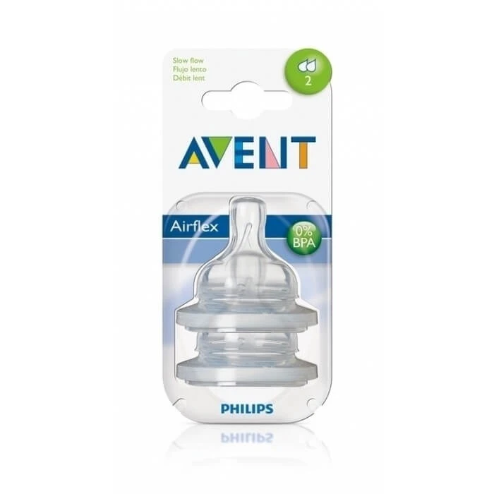 Avent | Silikon-Sauger mit 2 Löchern für langsamen Durchfluss, ab 1 Monat | 2 Stück