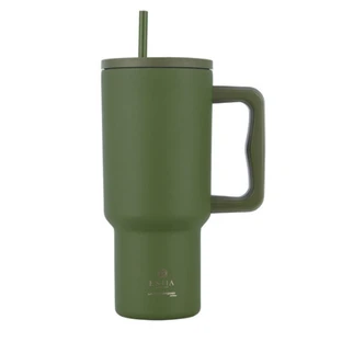 Estia | Bicchiere in paglia XL "Save The Aegean" con manico "Tumble Forest Spirit" | 900 ml 