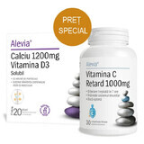 Calcium 1200 mg und Vitamin D3 + Vitamin C Retard 1000 mg, 20 Portionsbeutel + 30 Tabletten, Alevia