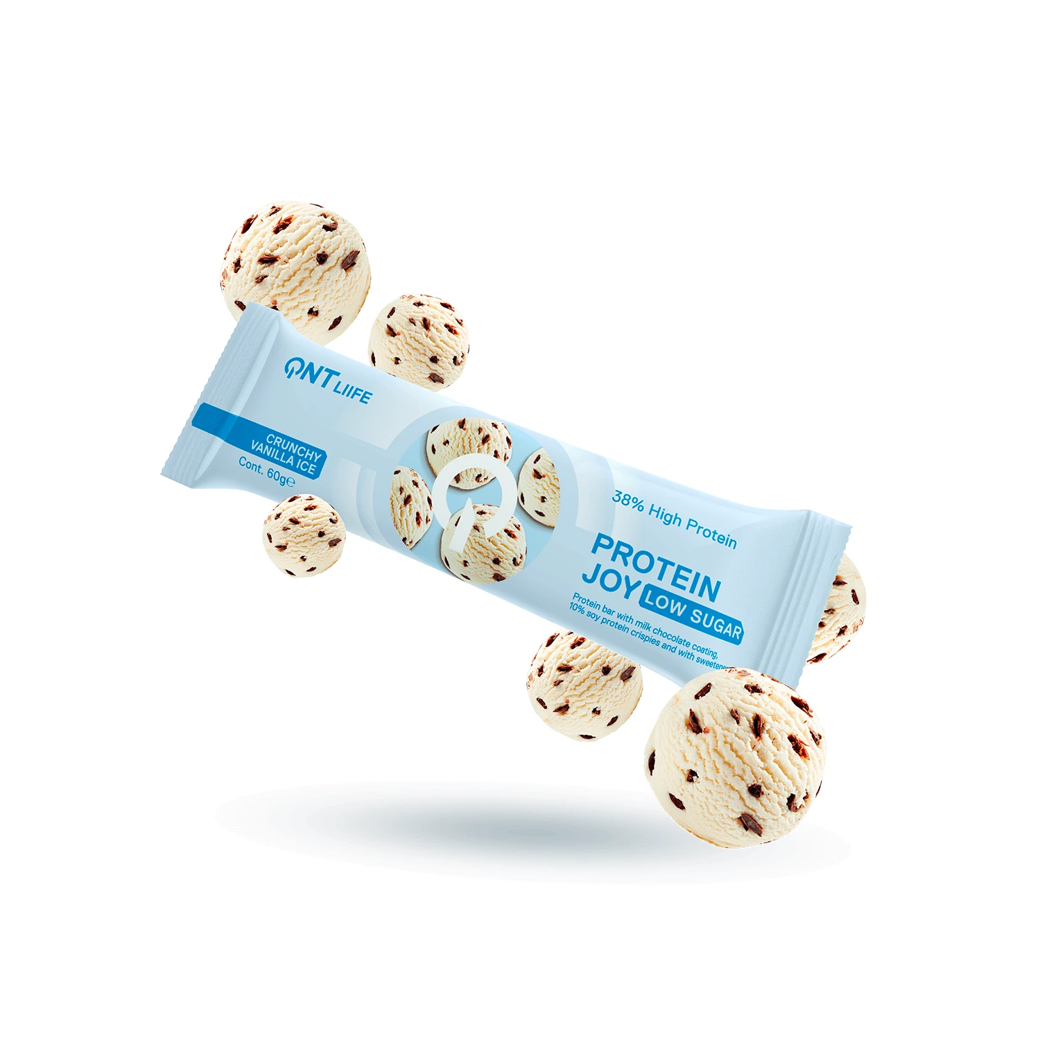QNT | Joy Bar mit 38 % Protein, knusprig, Vanille-Eis-Geschmack | 60 g