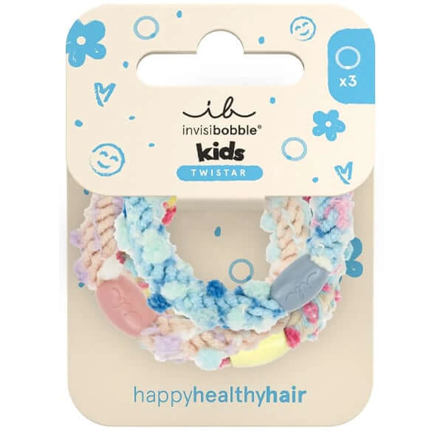 Invisibobble | Twistar Kids Pom Pom Tie – Elastice pentru păr pentru copii | 3 buc.