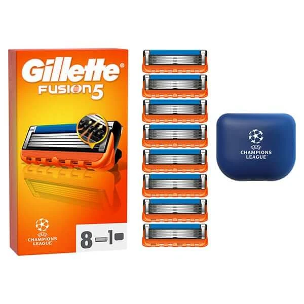 Gillette | Fusion5 Rasierklingen-Ersatzköpfe, 8er-Pack & Schutzhülle für unterwegs | 1 Set