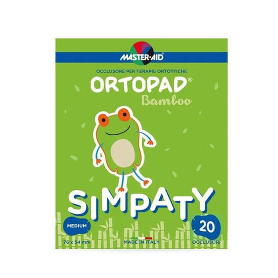 Master Aid | Ortopad Simpaty : cache-œil auto-adhésifs pour enfants | Taille moyenne 76 x 54 mm | 20 pièces