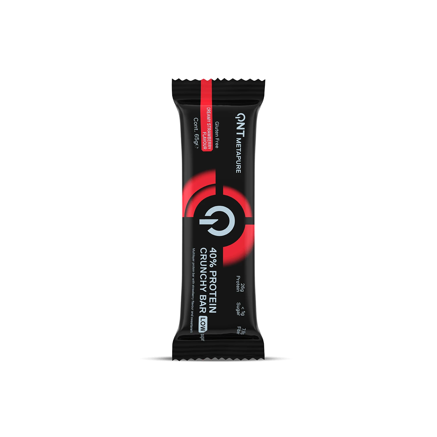 QNT | Knuspriger Riegel mit 40 % Protein und cremiger Erdbeergeschmacksrichtung | 65 g