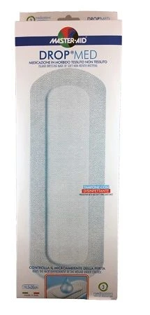Master Aid | Drop Med | Selbstklebende, nicht haftende Gaze (10,5 x 30 cm) | 3 Stück
