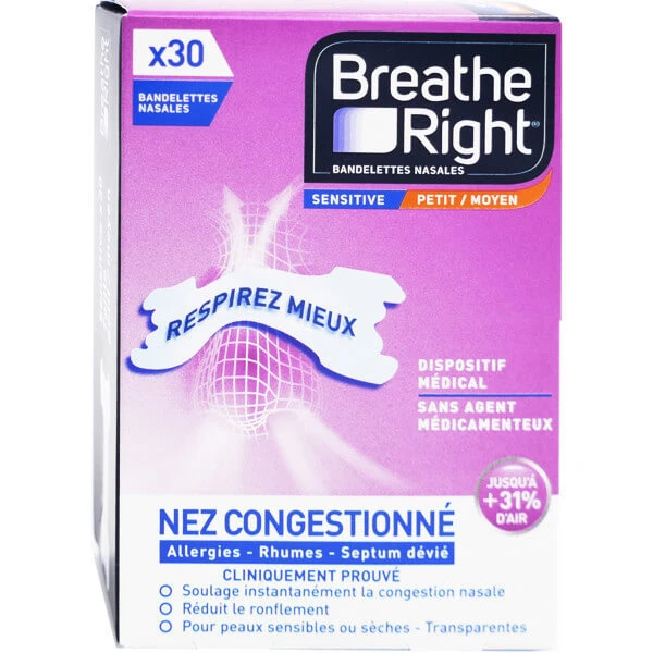 BREATH RIGHT NASENSTREIFEN BEI VERSTOPFTER NASE, KLEIN/MITTEL, 30 STÜCK
