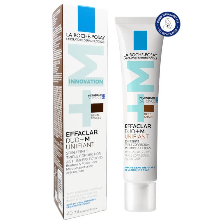LA ROCHE-POSAY EFFACLAR DUO+ M ABEND-FEUCHTIGKEITSCREME MIT FARBSTOFF, DUNKLE FARBTÖNUNG, 40 ML
