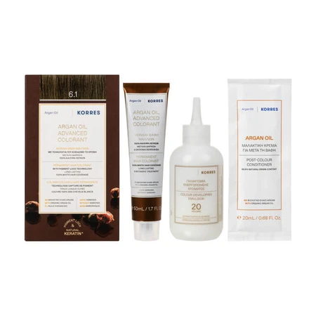 KORRES VOPSEA DE PĂR CU ULEI DE ARGAN 6.1 BLOND ÎNCHIS CENUȘIU