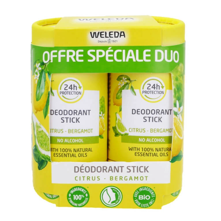 WELEDA BIO-ZITRUS-BERGAMOTTE-DEODORANT-STICK 2 × 50 g