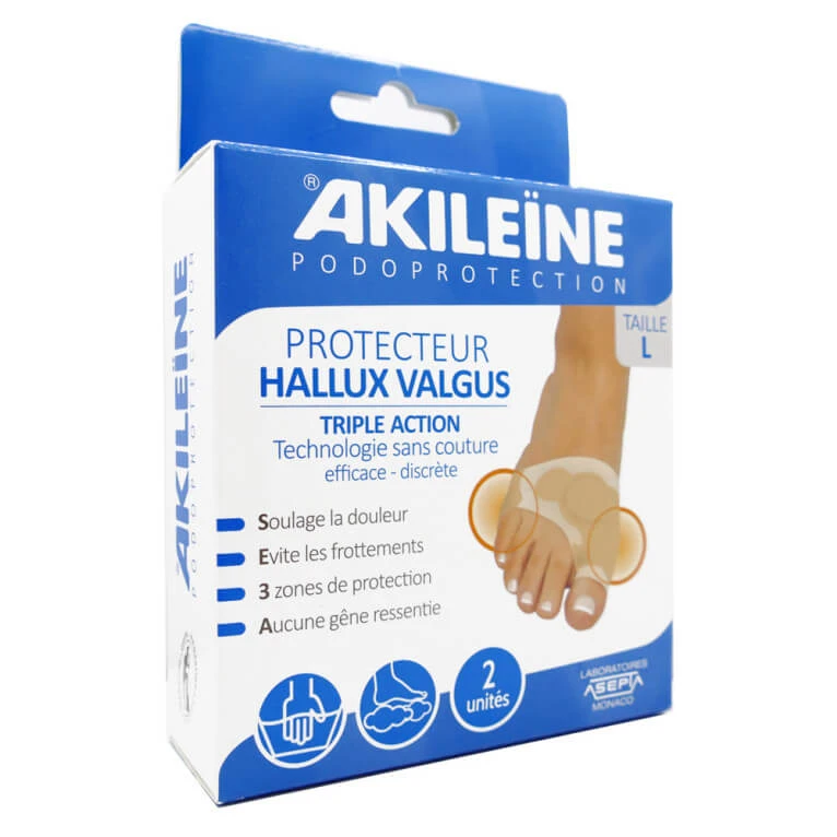AKILEINE HALLUX-VALGUS-SCHUTZ MIT DREIFACHWIRKUNG, GRÖSSE L, 2 STÜCK