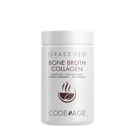 Codeage Bone Broth Collagen Peptides, Peptide Din Colagen De Tipul I, Ii & Iii Din Fiertura De Oase Cu Turmeric Si Ashwagandha, 180 Cps