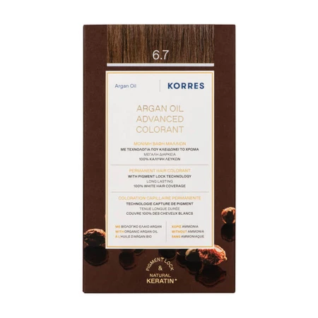 KORRES VOPSEA DE PĂR PERMANENTĂ CU ULEI DE ARGAN ȘI CACAO 6.7