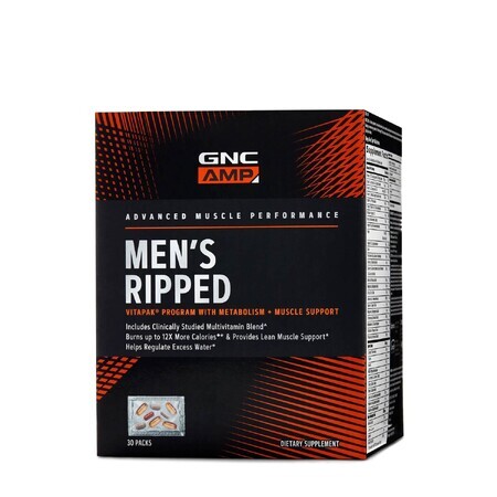 Gnc Amp Men's Ripped Vitapak Multivitamin-Komplex-Programm für Männer, 30 Päckchen