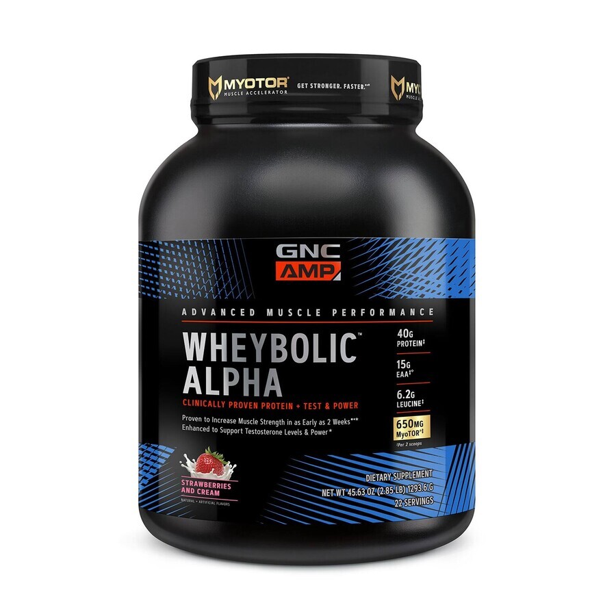 Gnc Amp Wheybolic Alpha, Proteina Din Zer, Cu Aroma De Capsuni Si Frisca, 1293.6 G