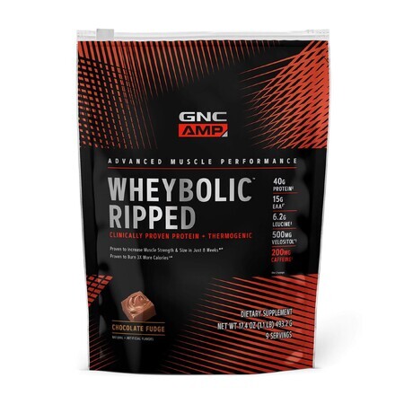 Gnc Amp Wheybolic Ripped, Proteina Din Zer, Cu Aroma De Ciocolata, 493.2 G