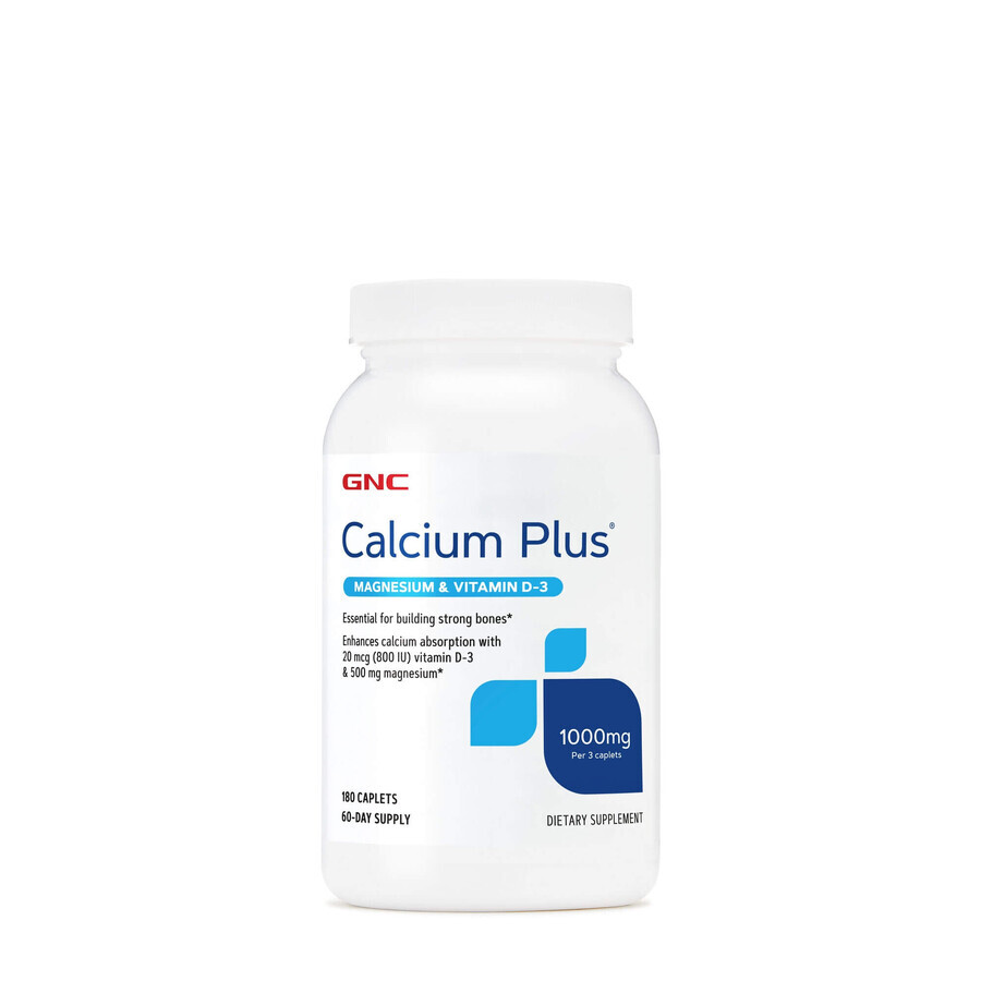 Gnc Calcium plus Magnesium & Vitamin D-3 1000 Mg, Calcium mit Magnesium und Vitamin D-3, 180 Tb
