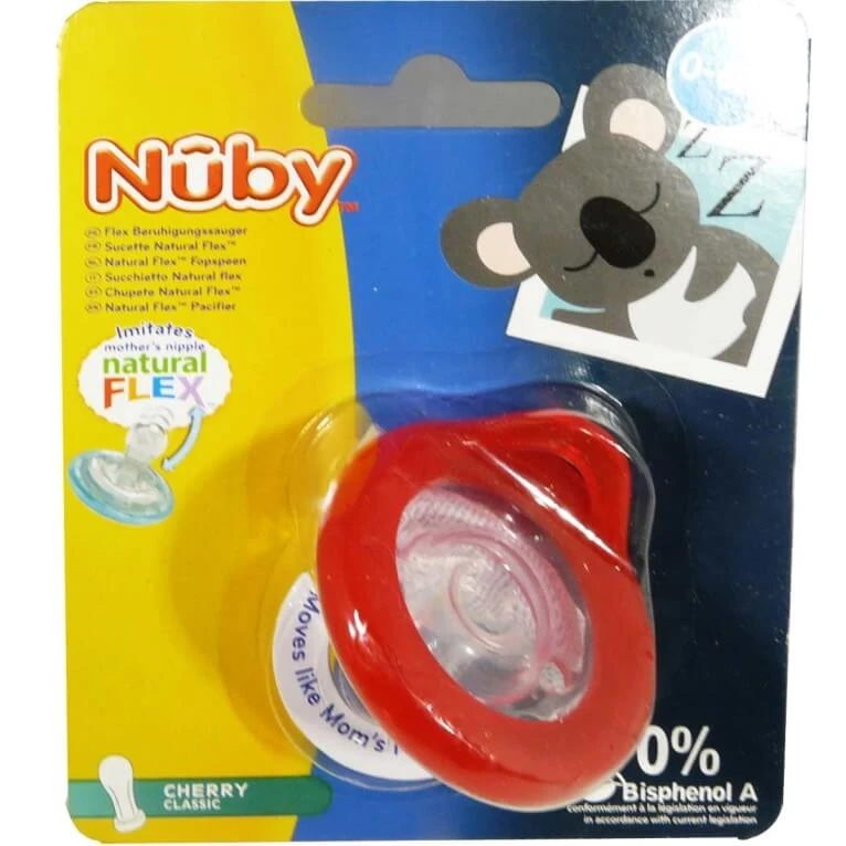 NUBY ROTER SCHNULLER 0–6 MONATE NATURAL FLEX