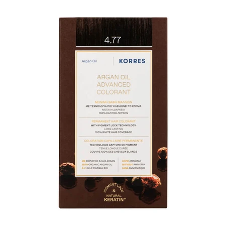 KORRES VOPSEA DE PĂR CU ULEI DE ARGAN 4.77 CIOCOLATĂ ÎNCHISĂ