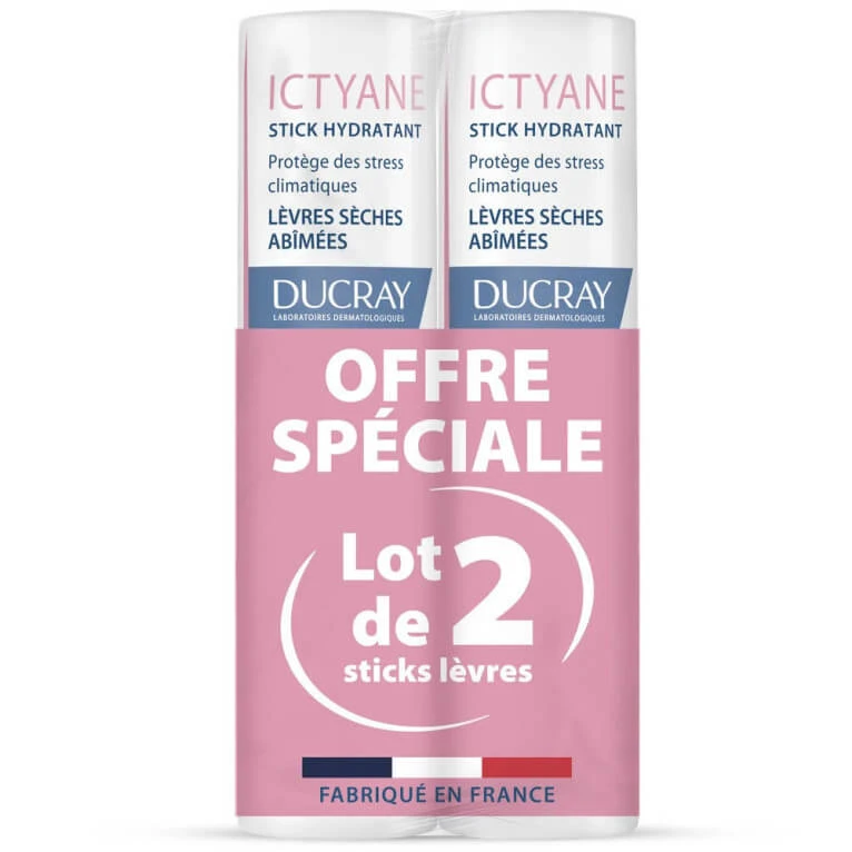 DUCRAY ICTYANE FEUCHTIGKEITSSTIFT FÜR TROCKENE LIPPEN, 2ER-PACK À 3 G