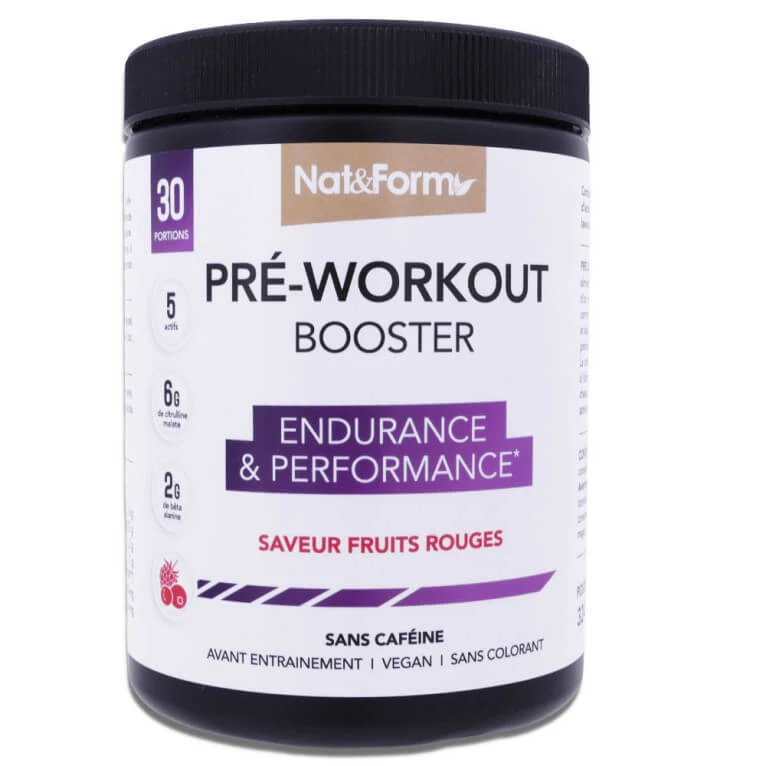 NAT & FORM PRE-WORKOUT-BOOSTER, 30 PORTIONEN, GESCHMACK „ROTE BEEREN“