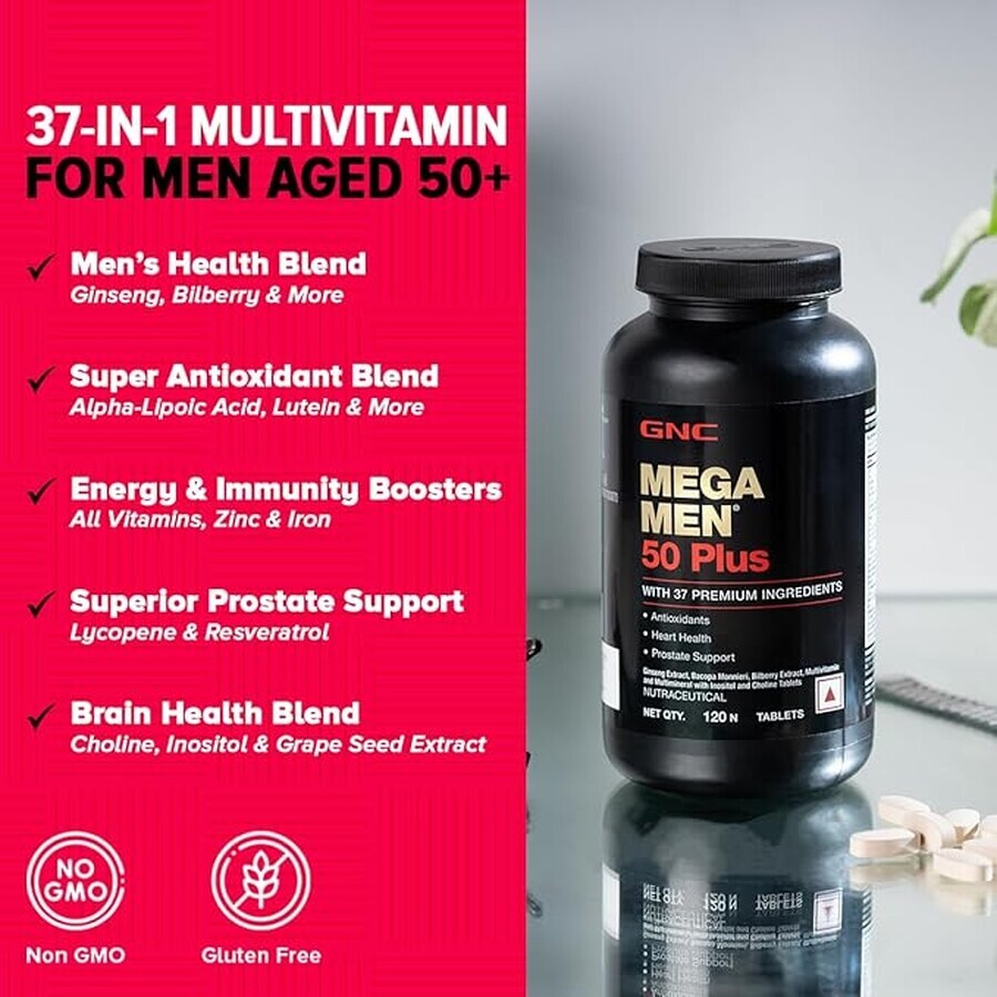 Gnc Mega Men 50 Plus, Multivitamin-Komplex für Männer, 60 Tb