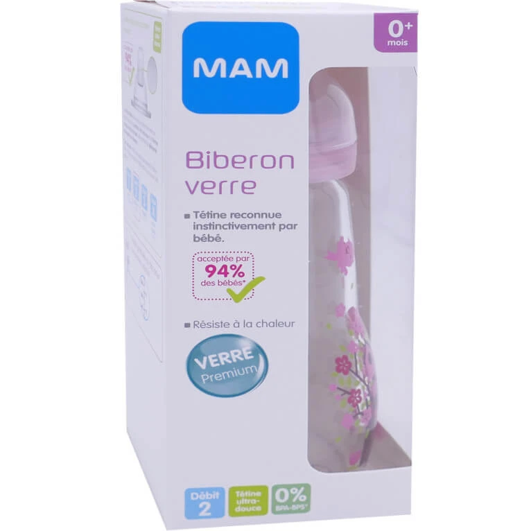 MAM GLAS-BABYFLASCHE, AB 0 MONATEN, 260 ML, ROSA
