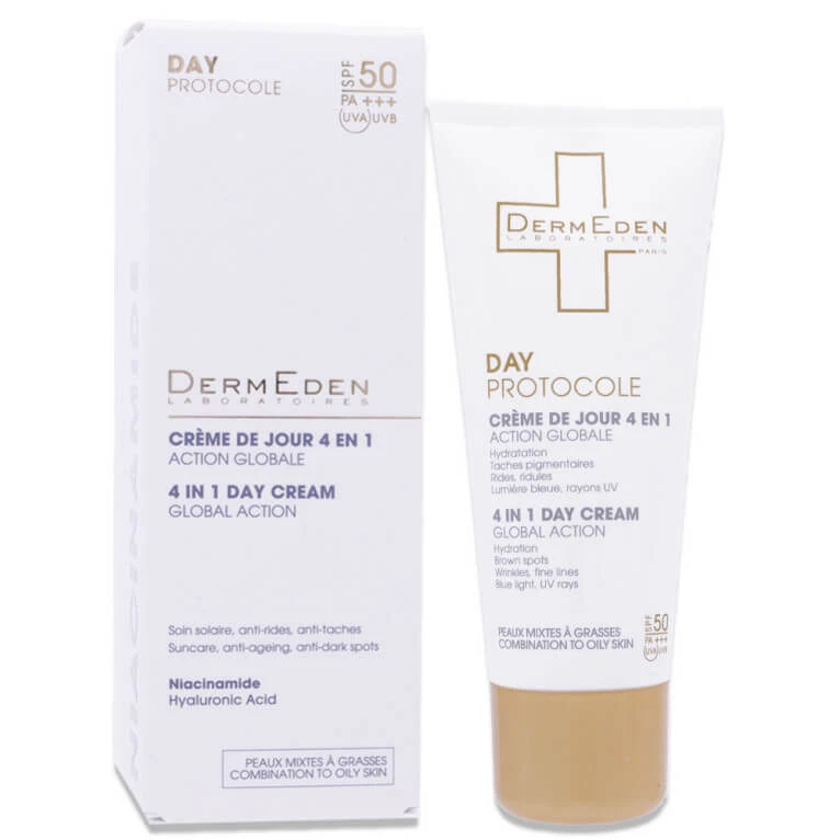DERMEDEN DAY PROTOCOL 4-IN-1-CREME LSF 50, 50 ml, FÜR MISCHHAUT BIS ZUR FETTIGEN HAUT