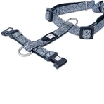 MAX & MOLLY Mykonos Black, double-strap dog harness (chest & back), adjustable, polyester, black and white, trident buckle, M (59–72 x 2 cm)