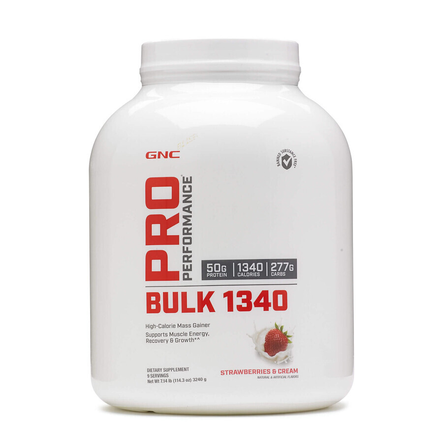 Gnc Pro Performance Bulk 1340, Protein und Kohlenhydrat Gainer mit Erdbeergeschmack, 3294 G