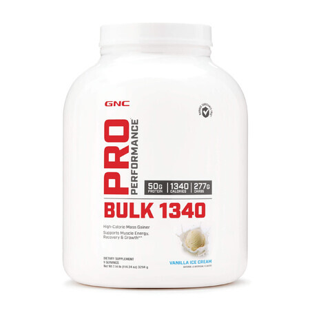 Gnc Pro Performance Bulk 1340, Protein und Kohlenhydrat Gainer mit Vanille-Geschmack, 3294 G