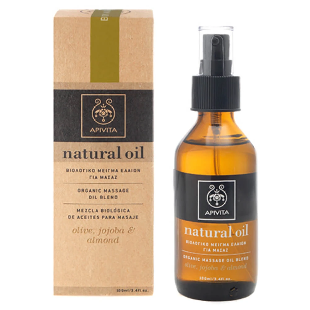 Apivita Bio-Massageölmischung aus Oliven, Jojoba und Mandeln, 100 ml