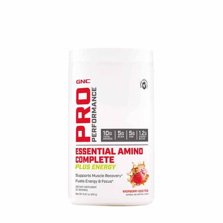 Gnc Pro Performance Essential Amino Complete Plus Energy, Aminoacizi, Cu Aroma De Ceai De Zmeura, 450 G