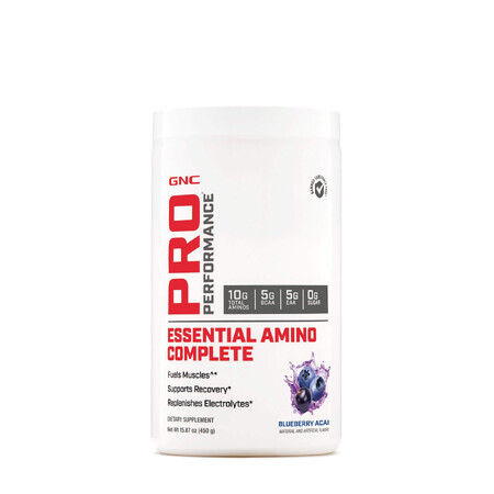 Gnc Pro Performance Essential Amino Complete, Aminosäuren, mit Heidelbeergeschmack, 450 G