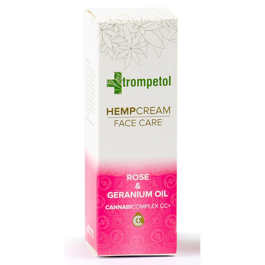 Crema viso alla canapa con olio di rosa e geranio Trompetol 40 ml