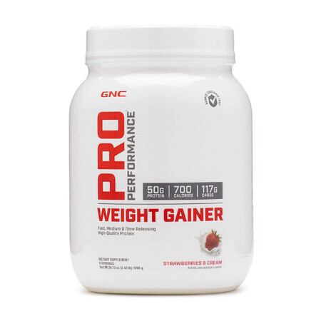 Gnc Pro Performance Weight Gainer, Protein-Formel für die Gewichtszunahme mit Erdbeergeschmack, 1098 G