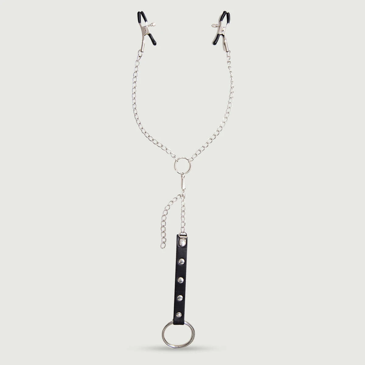 Nippelklemmen mit Ketten und Penisring – Silber