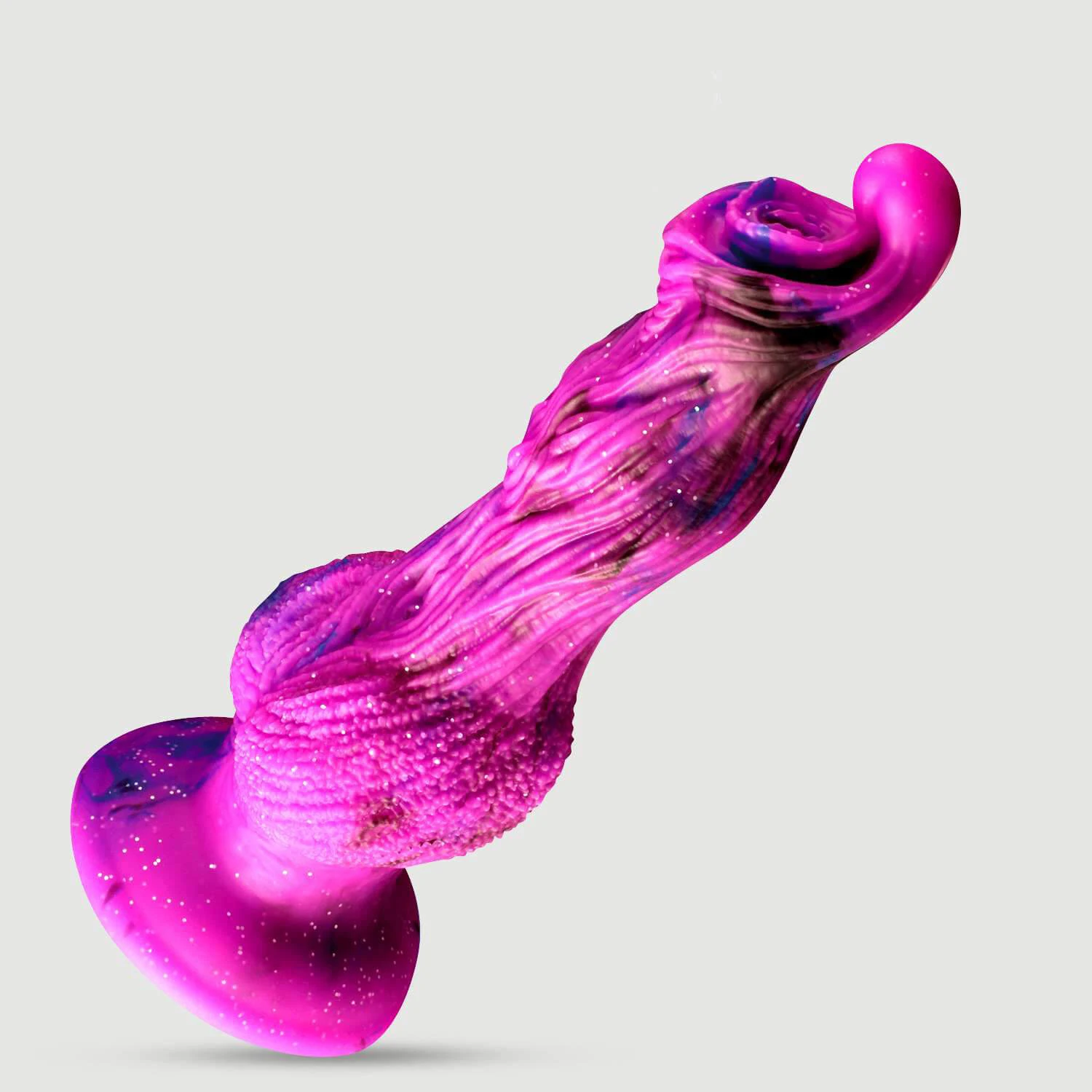 Monster-Silikon-Dildo mit Struktur und hervorstehender Spitze, 26 x 5 cm – Rosa