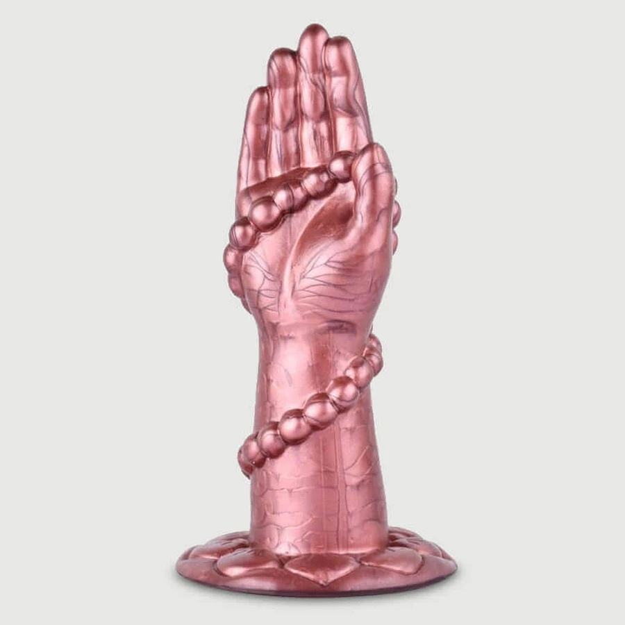 Mână de silicon pentru fisting cu bile, 14 x 4,5 cm – roz