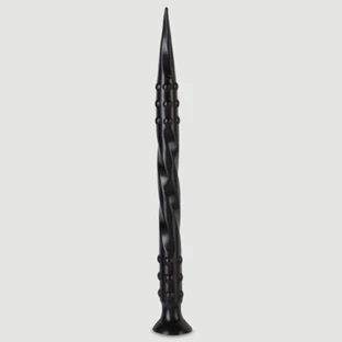 Dildo met puntige draaiing en geringe diepte 40 x 3 cm - Zwart