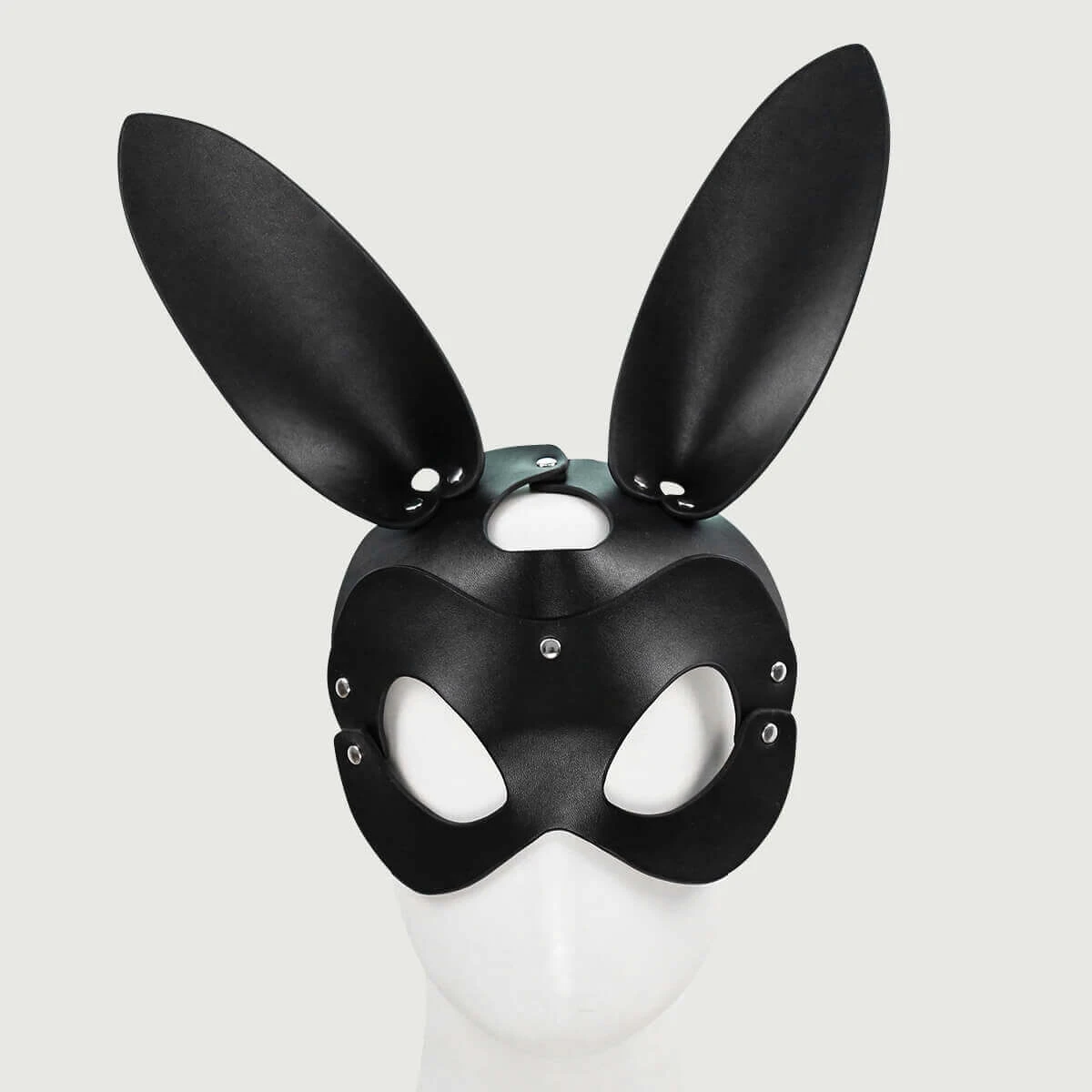 Leder-Hasenmaske mit verstellbarem Riemen – Schwarz