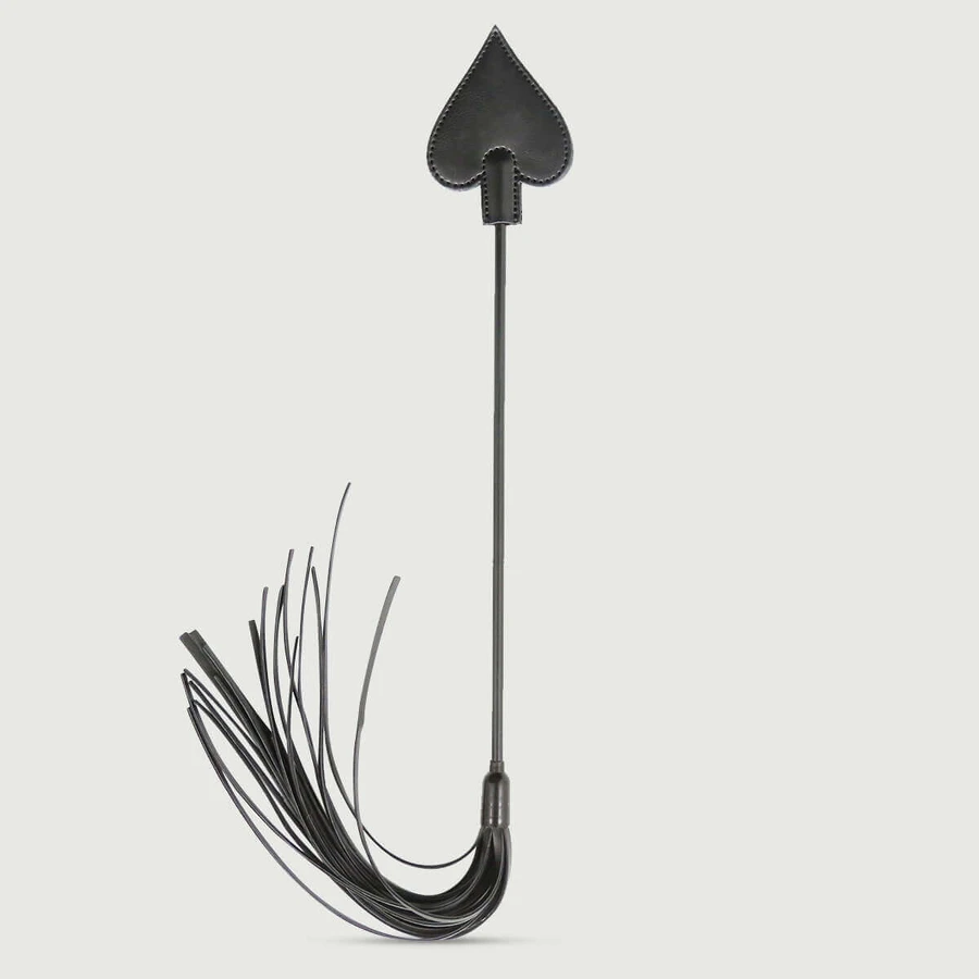 Rijzweep met spade-punt in leerlook, 28 cm - Zwart