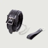 Collier en cuir rembourré avec chaîne - Noir