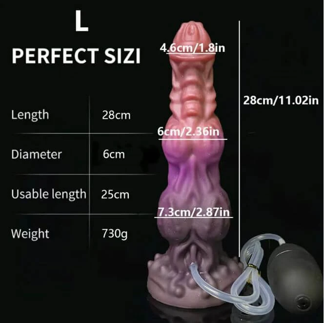 Großer Monster-Silikondildo mit Saugnapf, 28 x 6 cm – Lila